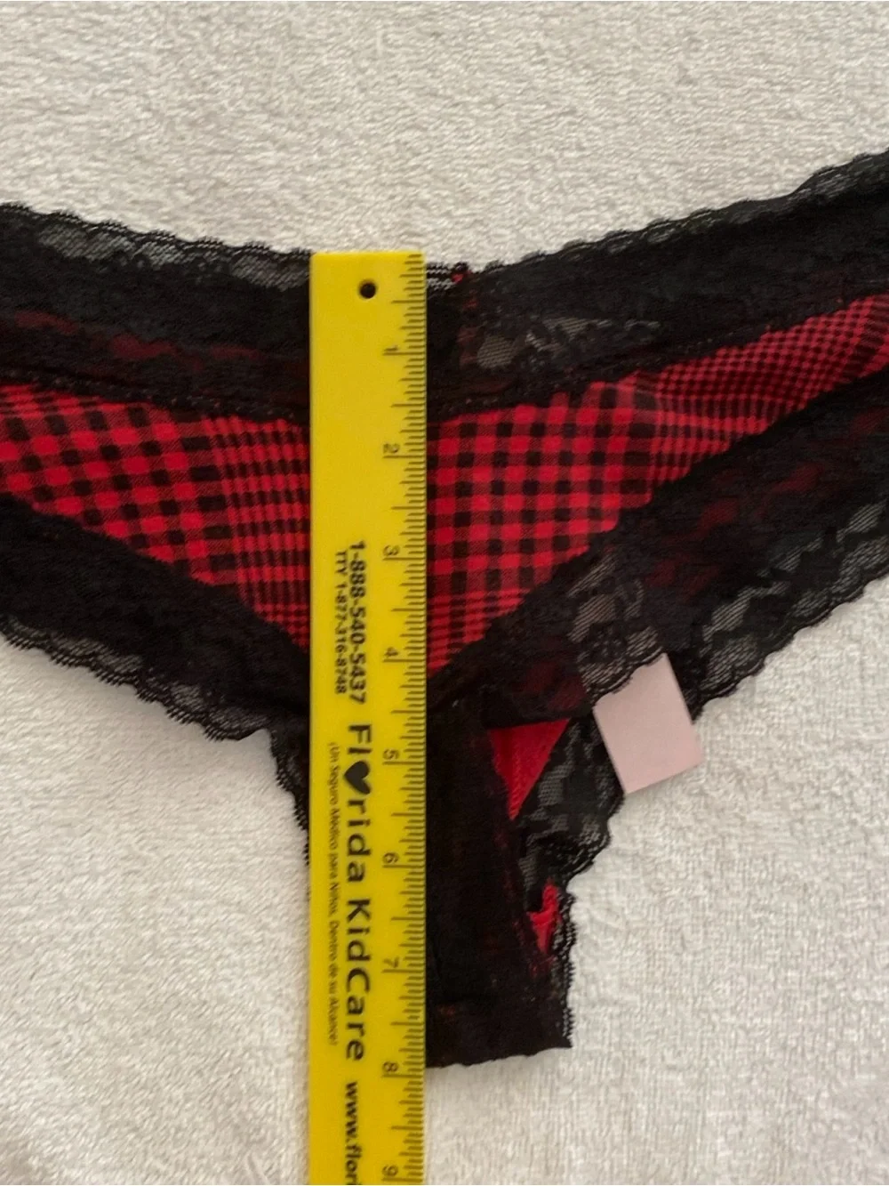 Victoria’s Secret NWT/NOS’14 Wom M Cheeky Culotte Red/Blk Lace Edge Bikini Panty
